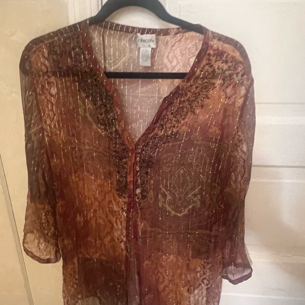 Chico's Women's Sheer Brown Top